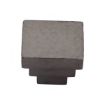 M Marcus Heritage Brass Cabinet Knob Square Stepped Hammered Design 32mm